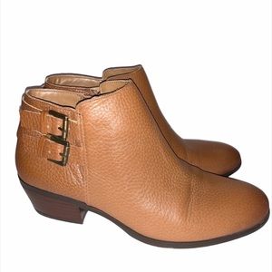 Sam Edelman Petal Brown Leather Buckle Strap Booties Sz 6.5